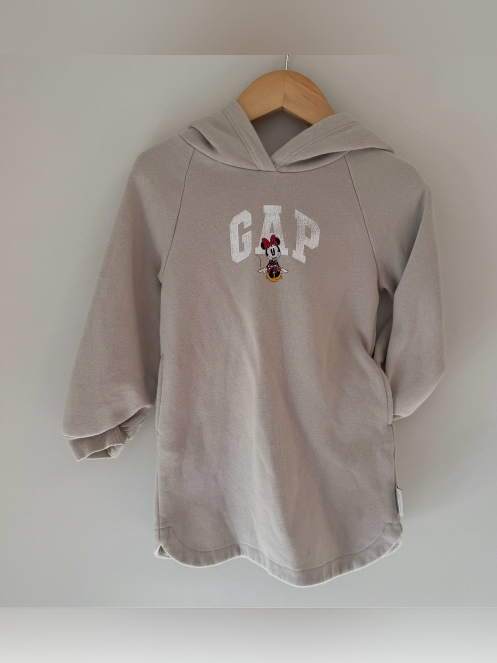 GAP Beige Hoodie Dress with Minnie Mouse Logo Size 3